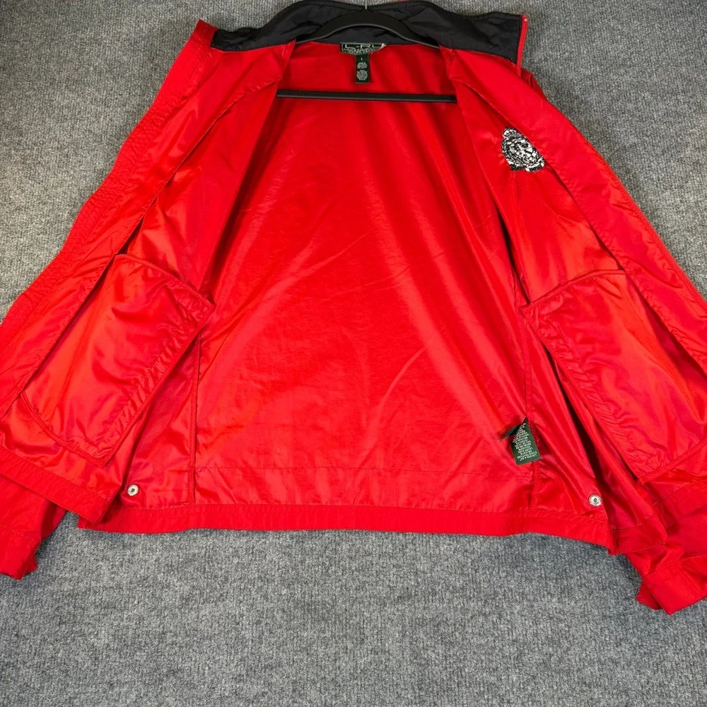 Lauren Active Ralph Lauren Red Windbreaker Womens Large Full Zip Crest #3230